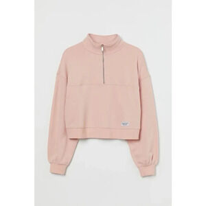 H&M Divided Pink Zip Top Sweatshirt Crop Size Medium Cotton Blend Women’s